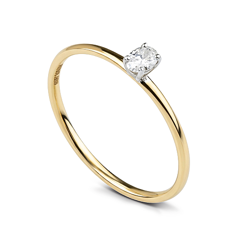 0.12 Karat Pırlanta Oval Tektaş Yüzük