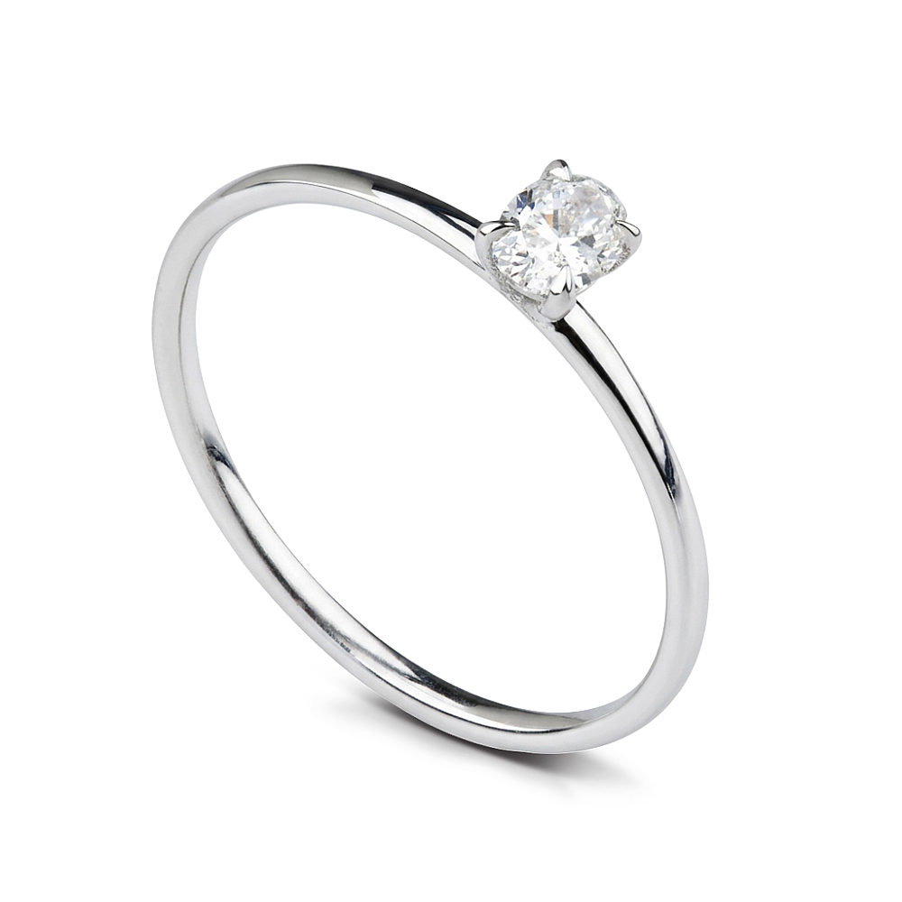 0.20 Karat Pırlanta Oval Tektaş Yüzük - 1
