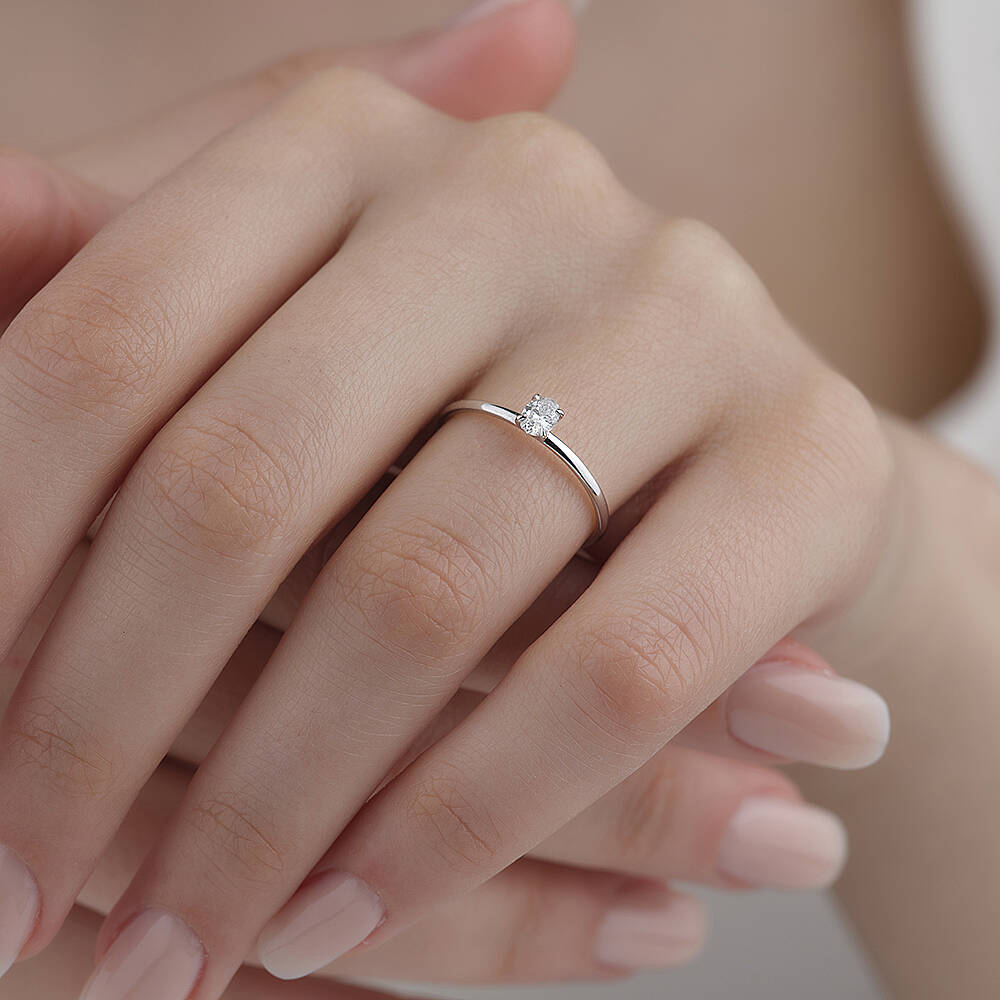 0.20 Karat Pırlanta Oval Tektaş Yüzük - 2