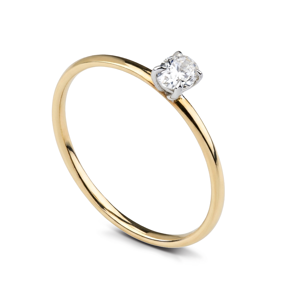 0.20 Karat Pırlanta Oval Tektaş Yüzük - 1