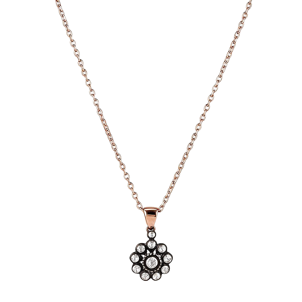 0.25 Karat Elmas Çiçek Kolye - 1