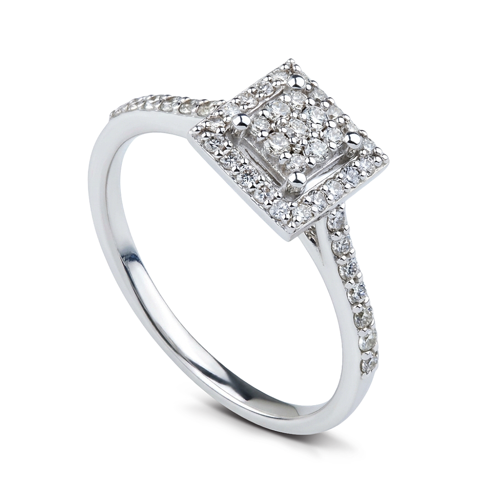 0.35 Karat Coronet Kare Yüzük - 1