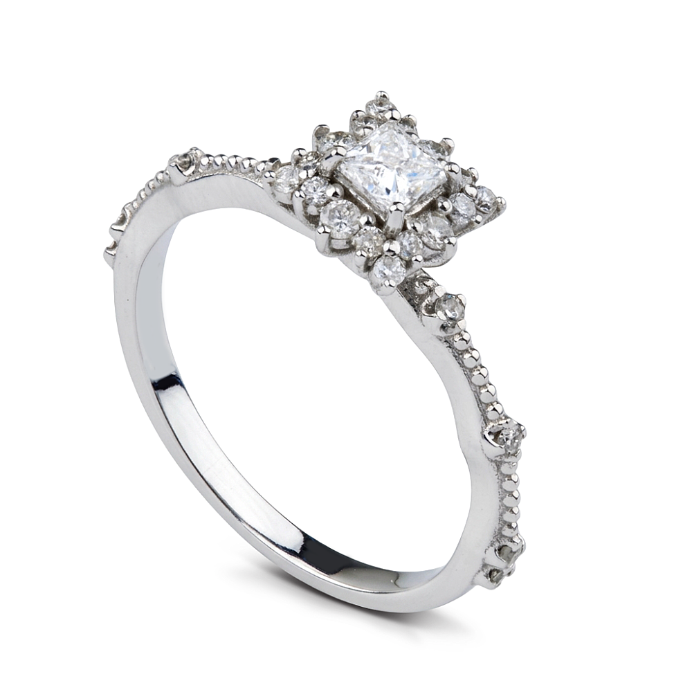 0.44 Carat Pırlanta Kare Yüzük - 1