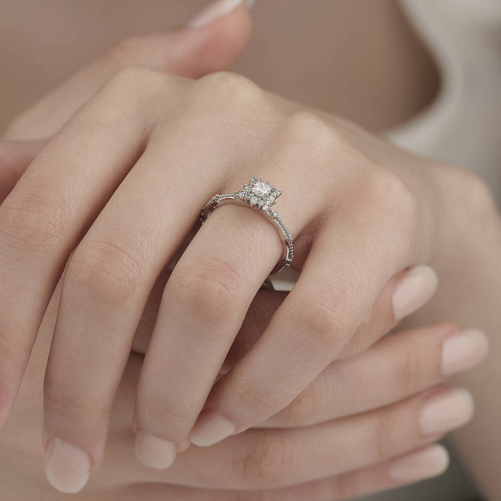0.44 Carat Pırlanta Kare Yüzük - 2