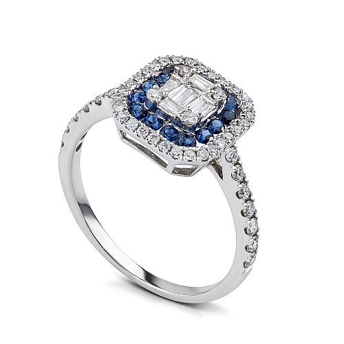 0.66 Karat Safir Baget Pırlanta Yüzük