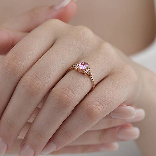0.87 Karat Pembe Topaz Yüzük (1)