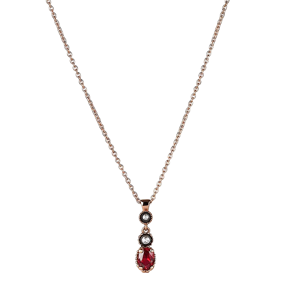 0.90 Karat Ruby Elmas Kolye - 1