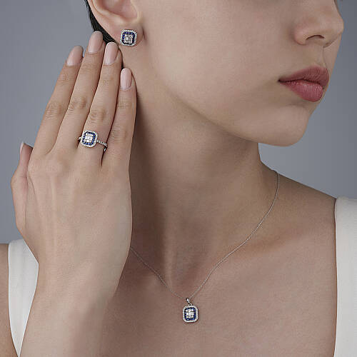 1.00 Karat Safir Taşlı Küpe (1)