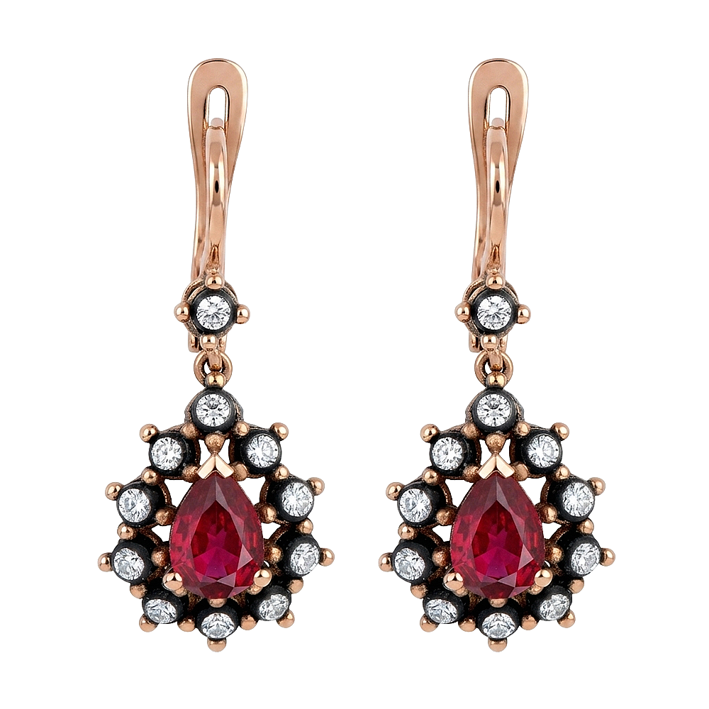 2.20 Karat Ruby Küpe - 1