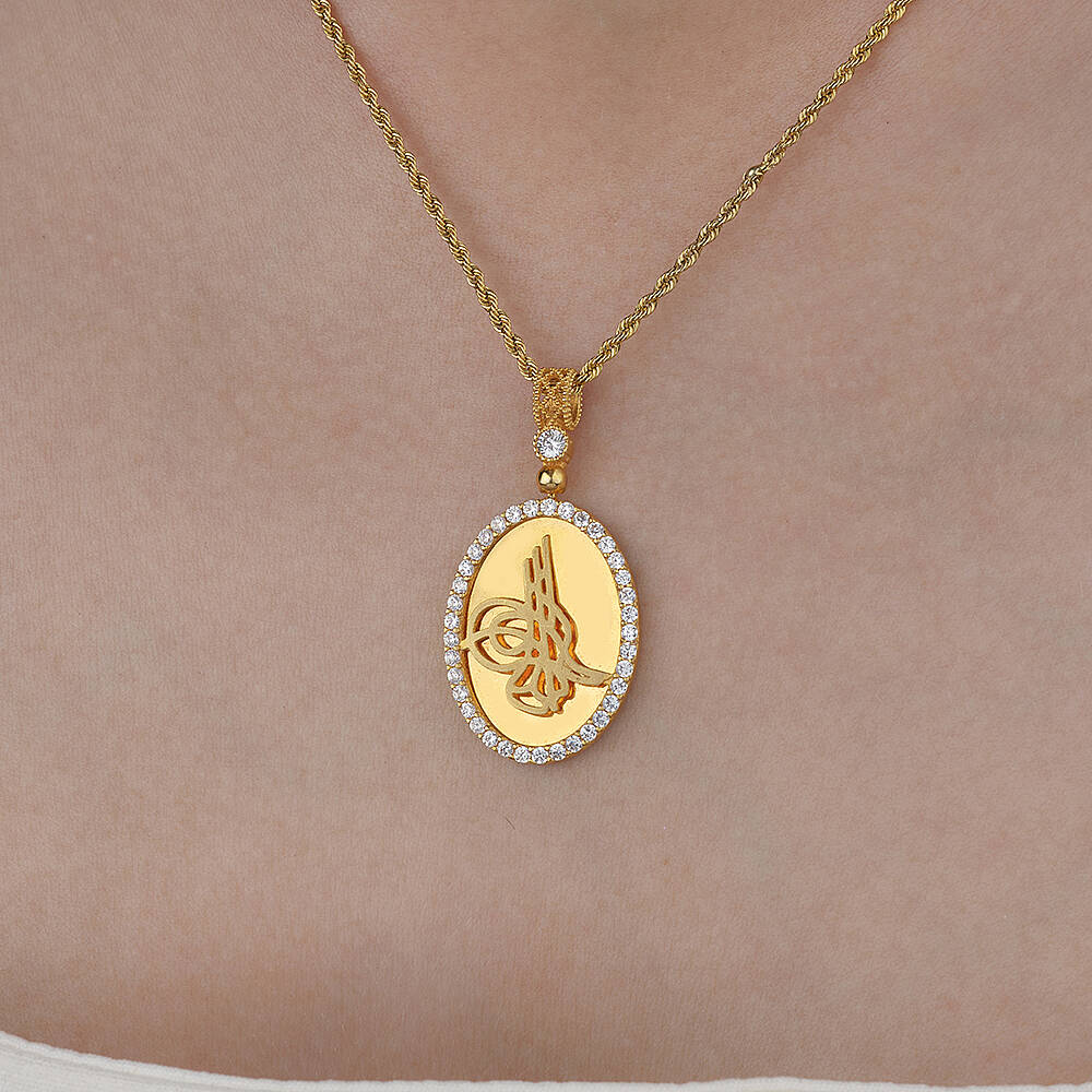 Oval Tuğra Kolye Ucu - 3
