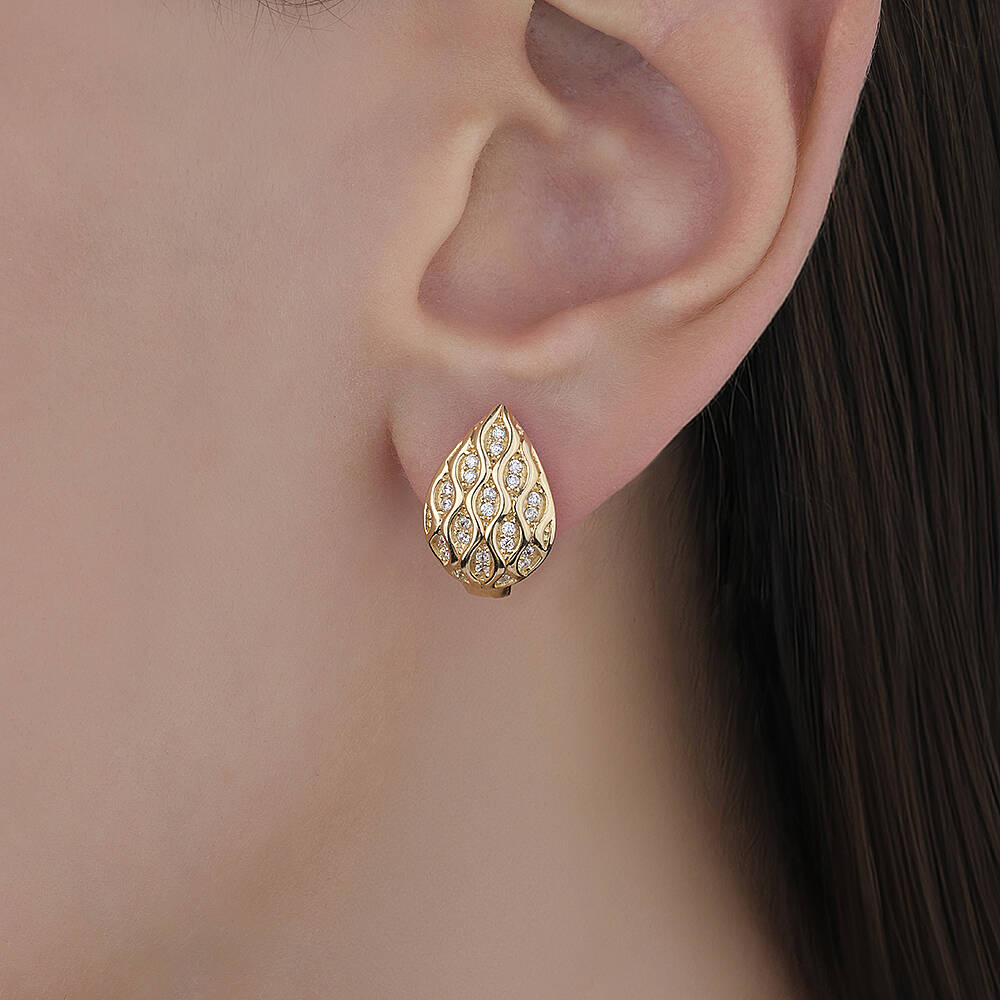 Taşlı Damla Küpe - 2