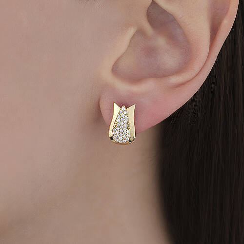Taşlı Lale Küpe (1)